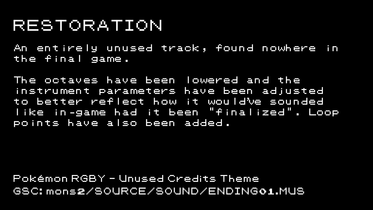 Pokémon Unused OST - Generation I (R/G/B/Y)