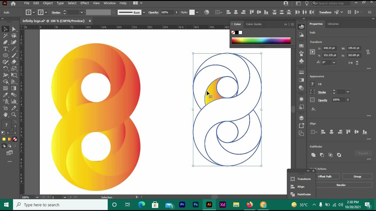 how to create infinity logo with gradient effect | About Design