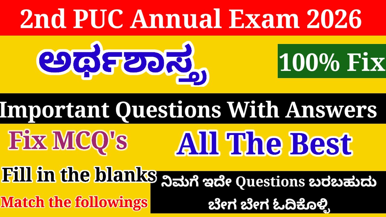 2nd PUC Economics Important Questions For Annual Exam 2026 Kannada medium