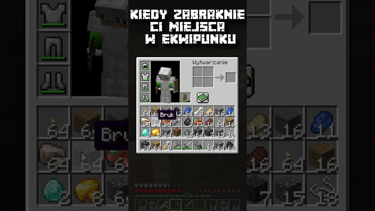 Napiszcie w komentarzach co wyrzucacie z ekwipunku w takich momentach #minecraft#youtubeshorts#kapgo