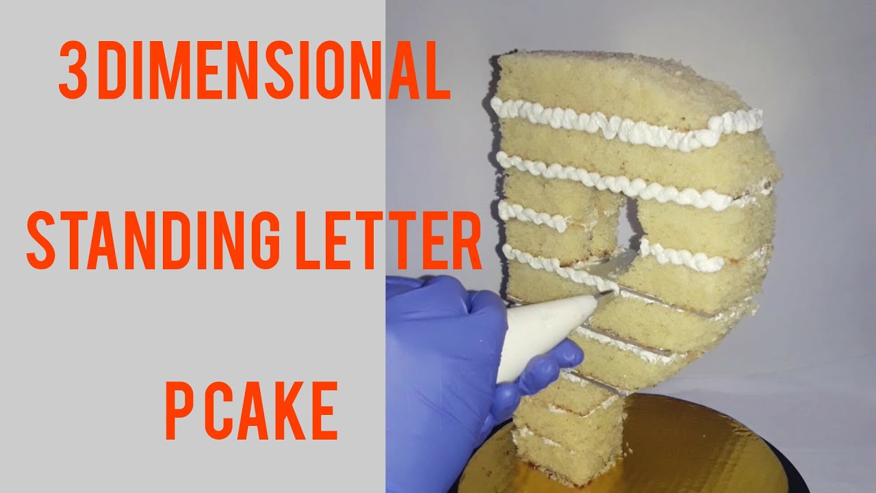 3 Dimensional standing letter P cake tutorial. Easy upright letter cake. #3dcakes #gravitycake #cake