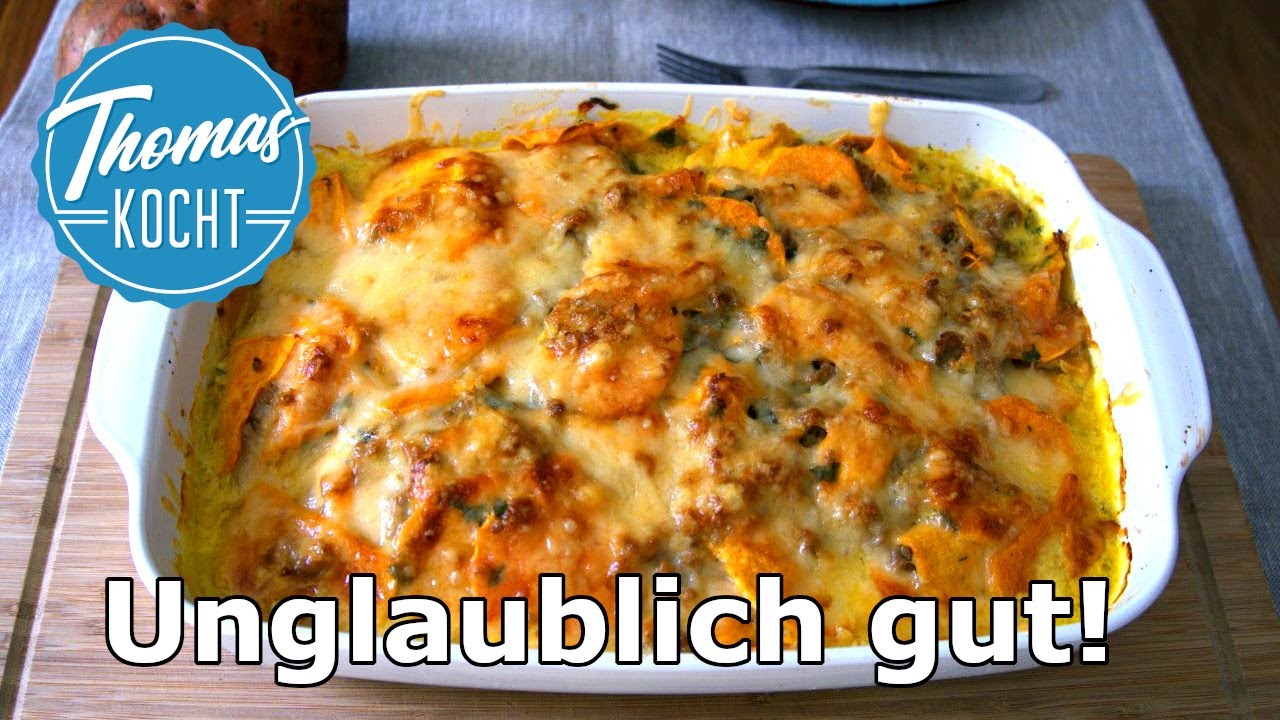 Einfacher Auflauf mit Süßkartoffel und Hackfleisch - einfach und super gut / Thomas kocht