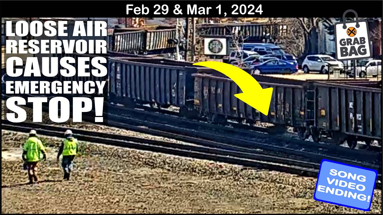 LOOSE AIR RESERVOIR CAUSES TRAIN TO GO INTO EMERGENCY STOP! OMAHA TRACK CARS, HERZOG IN THE DESERT