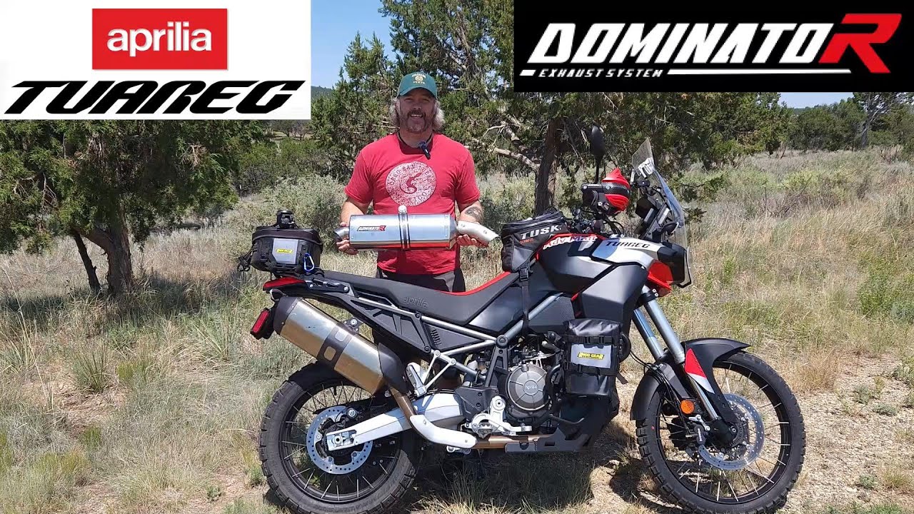 Установка выхлопной системы (глушителя) Aprilia Tuareg 660 Dominator.