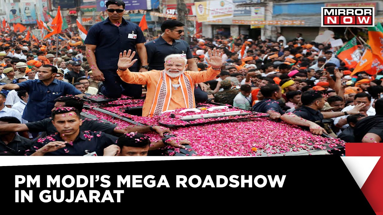 Prime Minister Narendra Modi's Mega Roadshow In Gujarat After BJP's Victory In 4/5 States