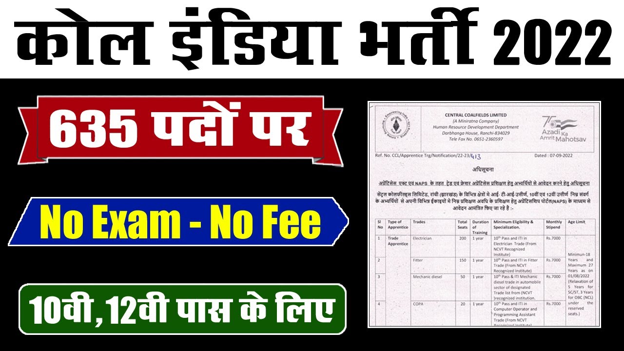 CCL Online Form 2022 || centralcoalfields.in Recruitment 2022