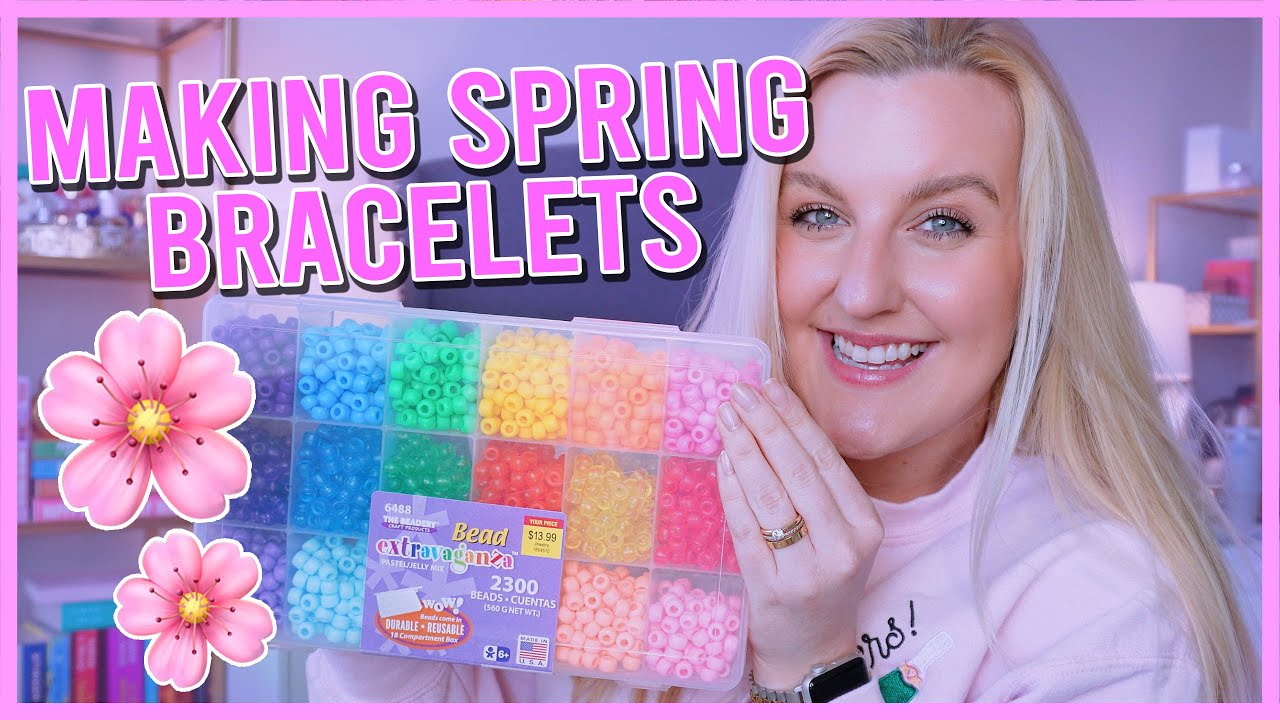 MAKING SPRING BEADED BRACELETS (how to make bracelets with beads) 🌸🌷🎀 ✨PONY BEAD BRACELETS✨