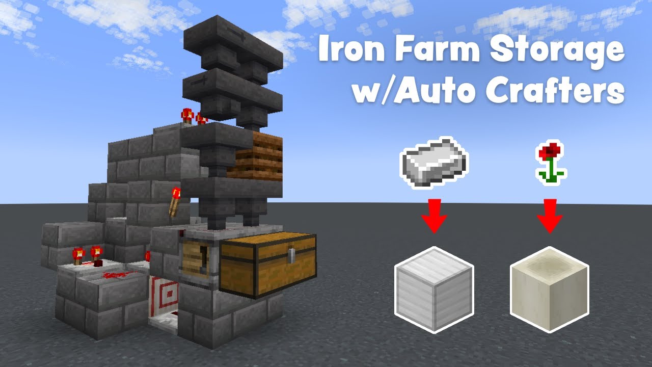 How to Build an Iron Farm Auto Crafter Storage System (1.21+) | Minecraft Tutorial