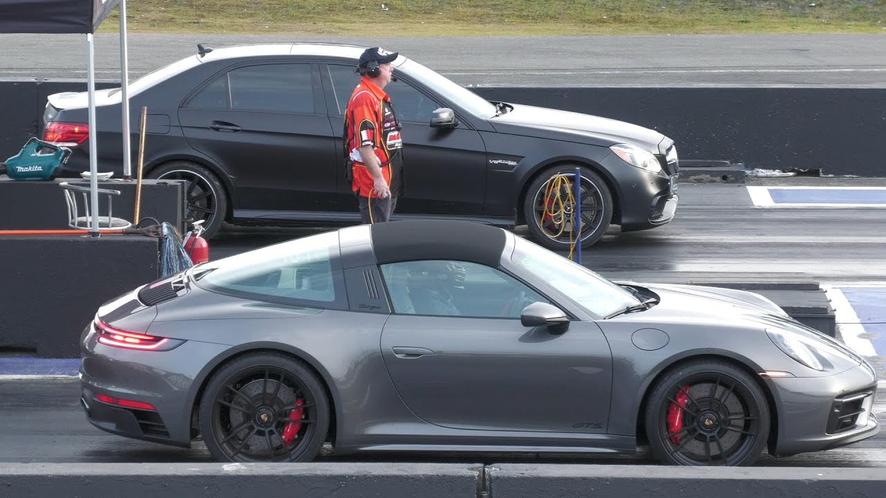 Porsche Targa GTS против AMG Mercedes — дрэг-рейсинг