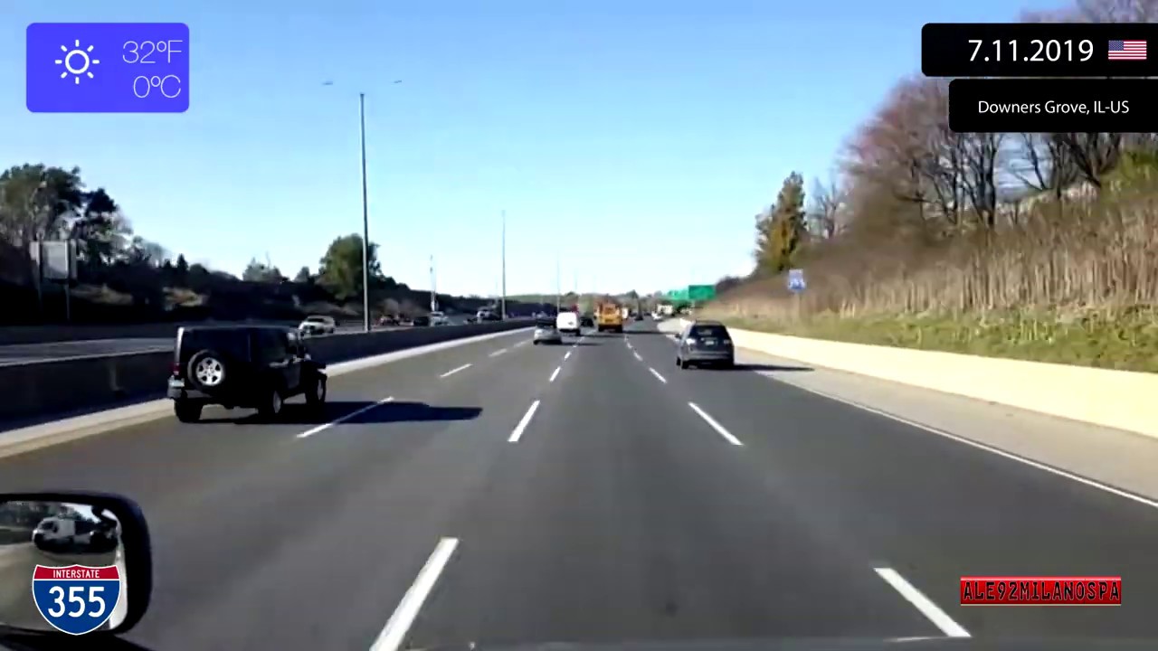 Driving through Chicago (United States) from Lansing to Schaumburg 7.11.2019 Timelapse x4