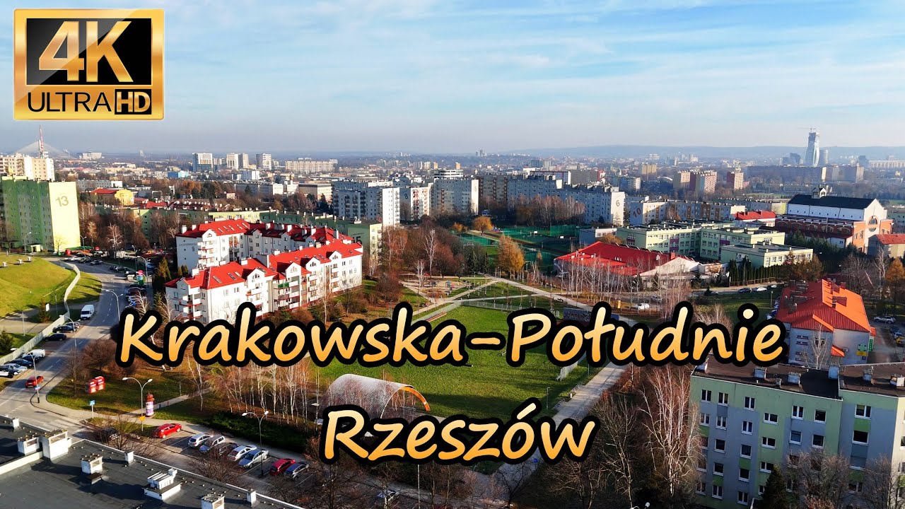 Rzeszów - panoramy osiedla Krakowska-Południe w słoneczny dzień i nocą (dron 4K)