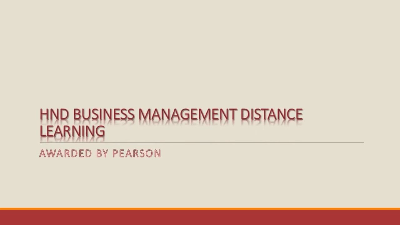 HND Business Management Distance Learning