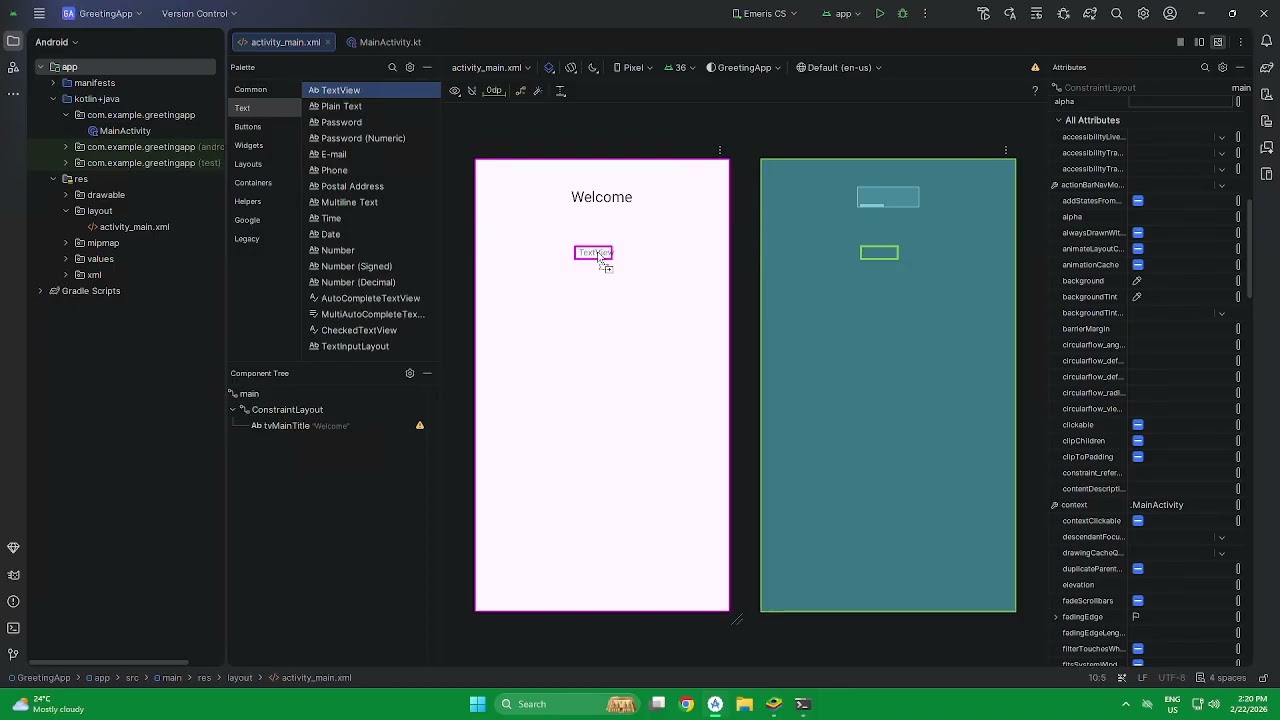 How to create a basic User Interface in Android Studio