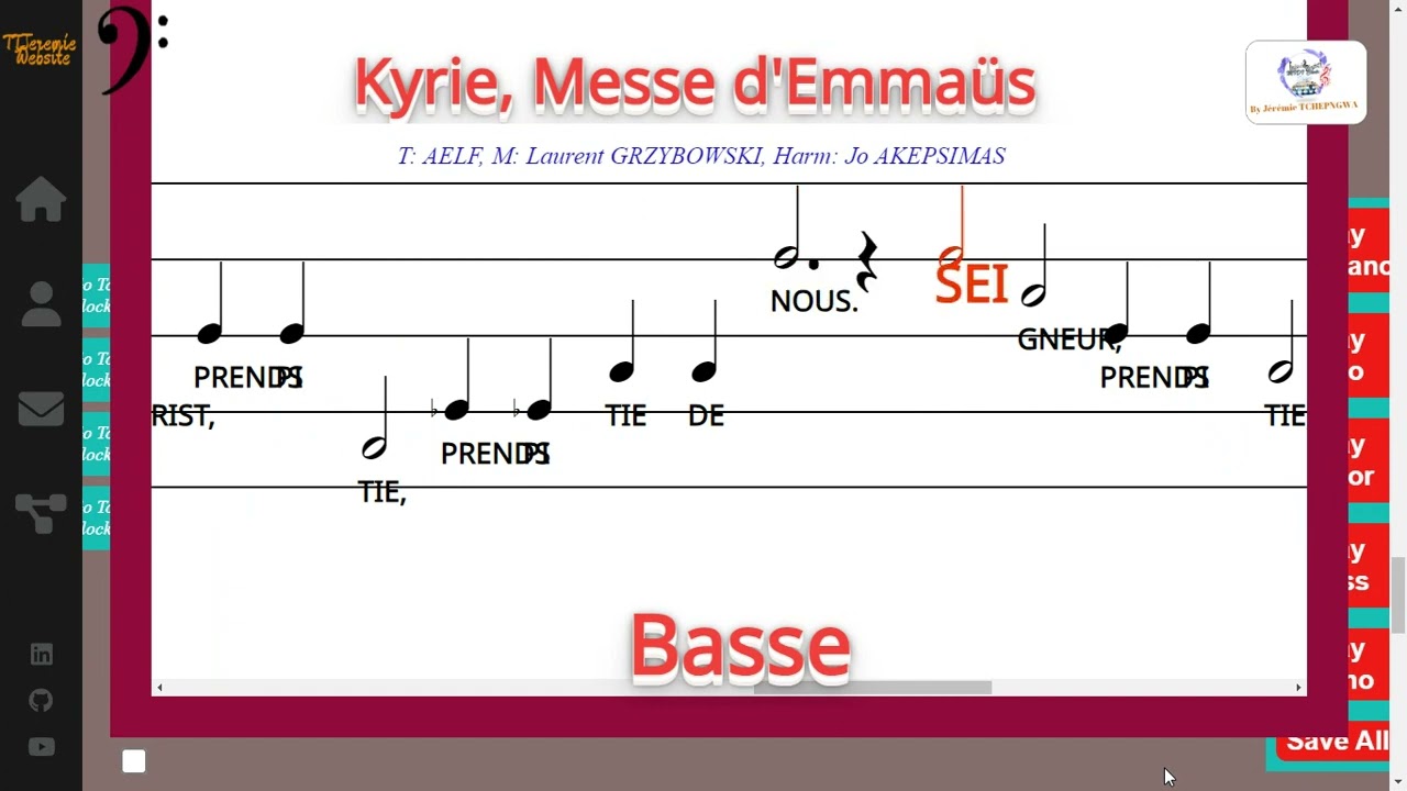 Kyrie, Messe d'Emmaüs - T: AELF, M: Laurent GRZYBOWSKI, Harm: Jo AKEPSIMAS - Basse