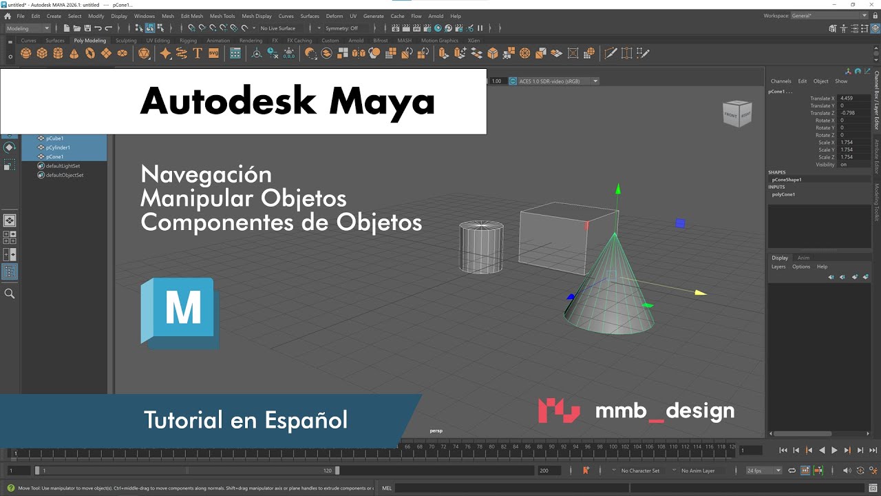 Comenzando con Autodesk Maya en 2025 - Navegaci&oacute;n y Manipular Objetos
