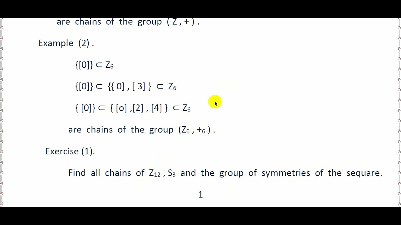 السلاسل 1 _ Chains (Seriecs) 1 ا . م . علي يونس