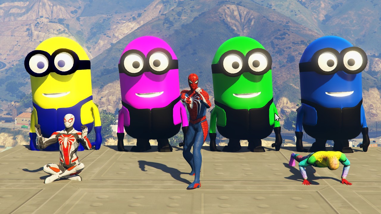 GTA 5 Epic Ragdolls | RED SPIDERMAN VS RED MINION VS GREEN MINION FUNNY FAILS #1