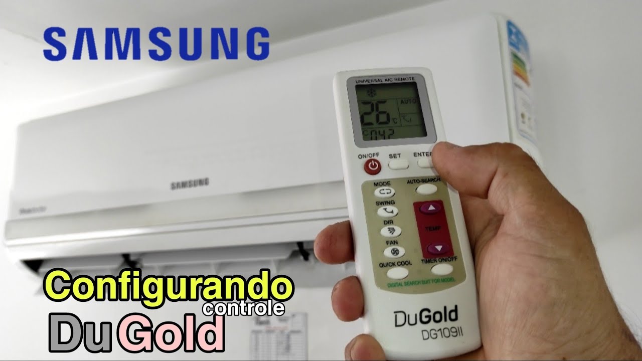 Configurando controle universal DuGold, ar split Samsung 9.000 e 12.000 BTUs AR09HCSUBWQNAZ