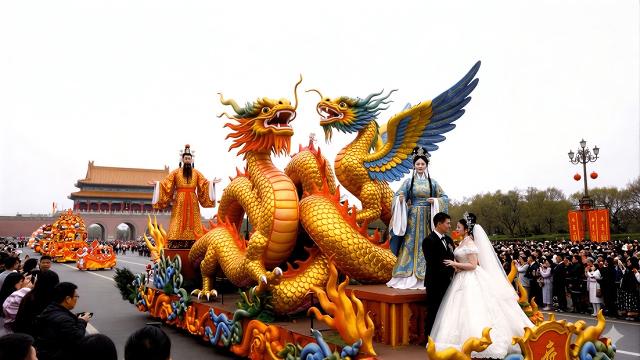 Beijing Lunar New Year Parade 2026  200 Foot Golden Dragon, Acrobat Towers & Temple Crowds 4K UHD