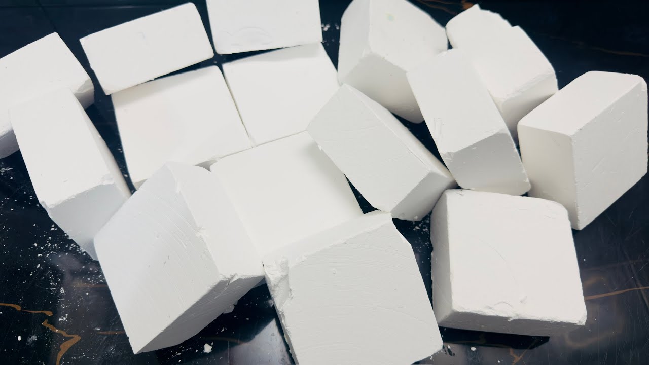 Fresh Plain Gym Chalk  Blocks Crush  |  ASMR Gym chalk Crumbling