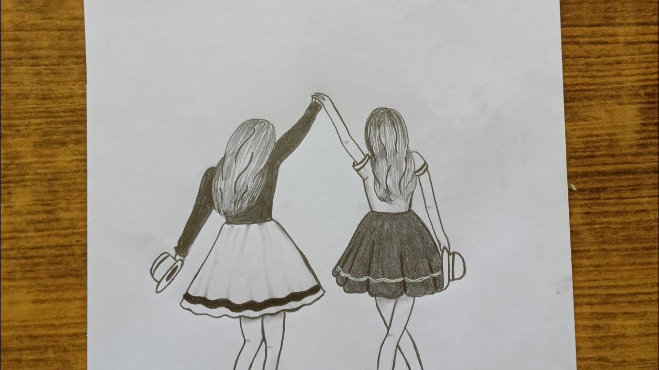 Pencil drawing of besties easy and simple drawing//pencil drawing//pencil sketching