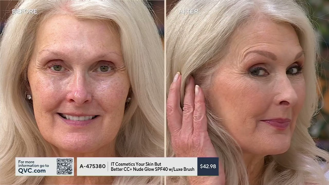 IT Cosmetics Your Skin But Better CC+ Nude Glow SPF40 w/ Luxe Brush on QVC