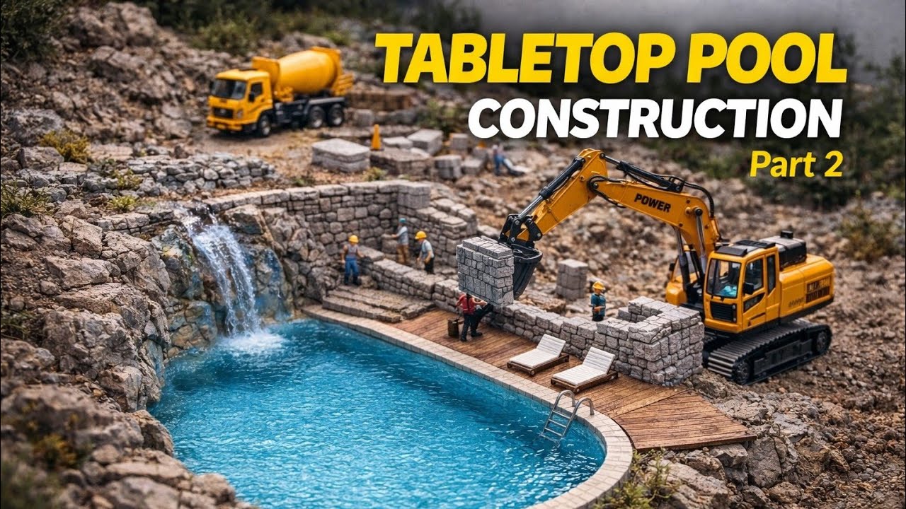 Tabletop Pool Project⛰️🏊🏻‍♀️ – Mountain Swimming Pool Construction (Part 2)