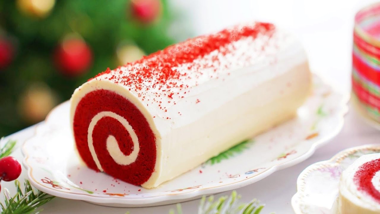 Рождественский торт в этом году — рулет «Красный бархат». 🎄Как хорошо. фантастика.😋