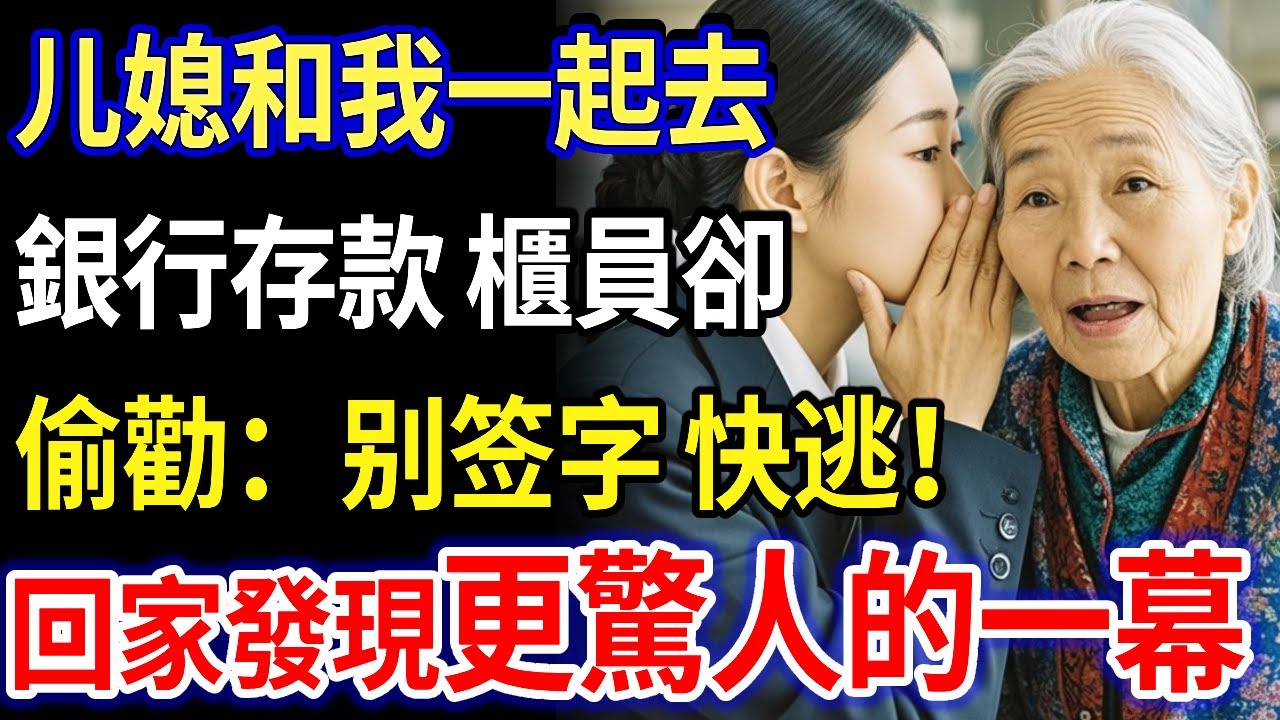 儿媳和我一起去銀行存款，櫃員卻偷塞我一張紙條：「别签字，快逃」。我嚇得找借口上廁所離開，回家發現更驚人的一幕！#家庭故事 #感人故事 #家庭倫理 #感人故事 #真實生活