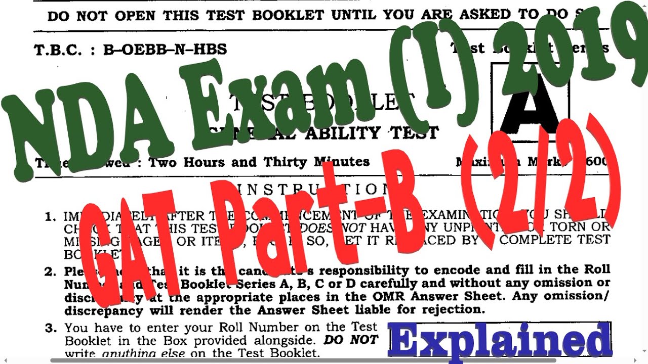 NDA Exam (I) 2019_GAT (2) || nda previous year question paper, nda pyq ||Explained|| #nda #cds #upsc