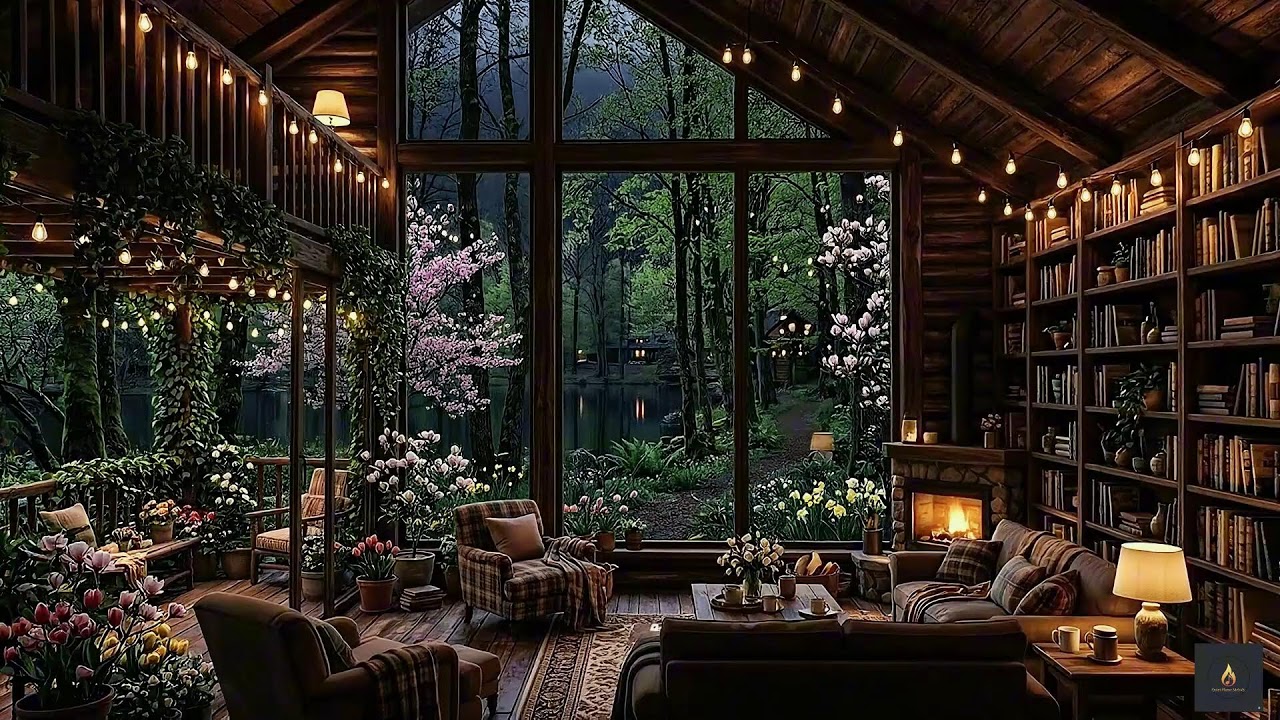 Instant Calm: Cozy Jazz Music with Crackling Fire in Wood House for Relaxing and Meditation ✨