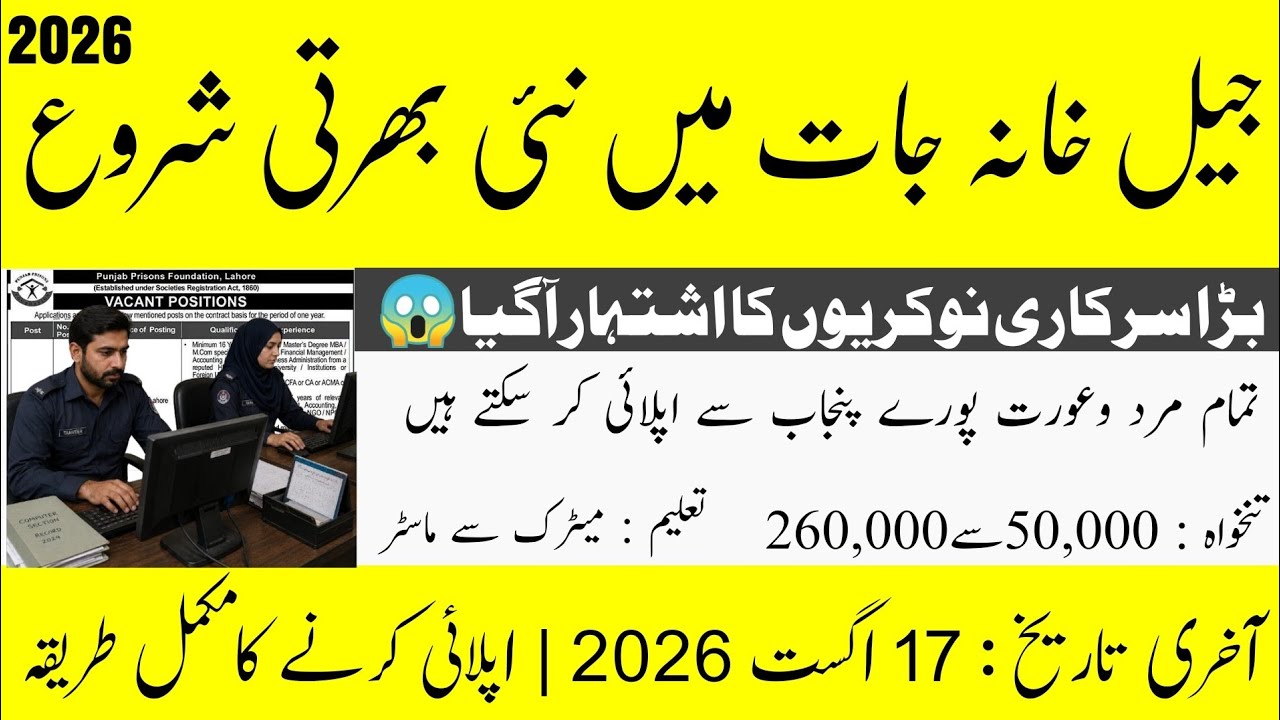 Punjab Prisons Foundation Jobs 2026 | Latest Govt Jobs in Pakistan | Apply Online Before Last Date 