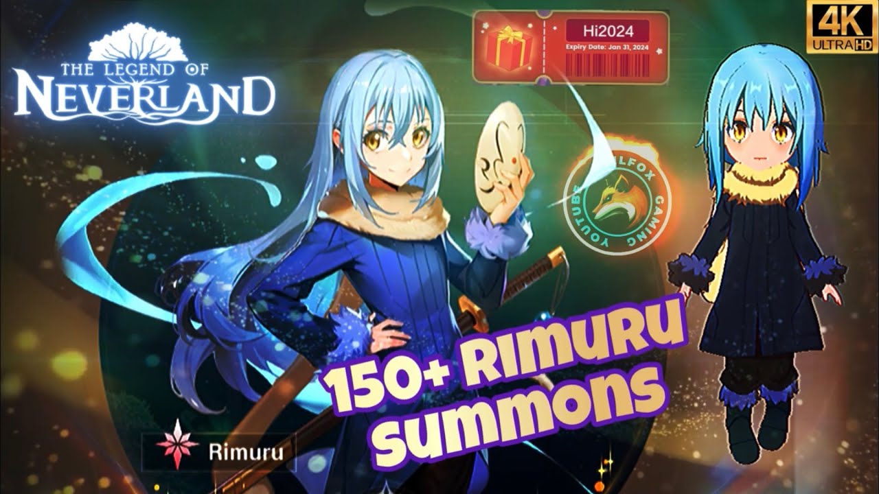 The Legend of Neverland - 150+ Rimuru Tempest Summons - Reincarnated Slime (Tensura) New Redeem Code