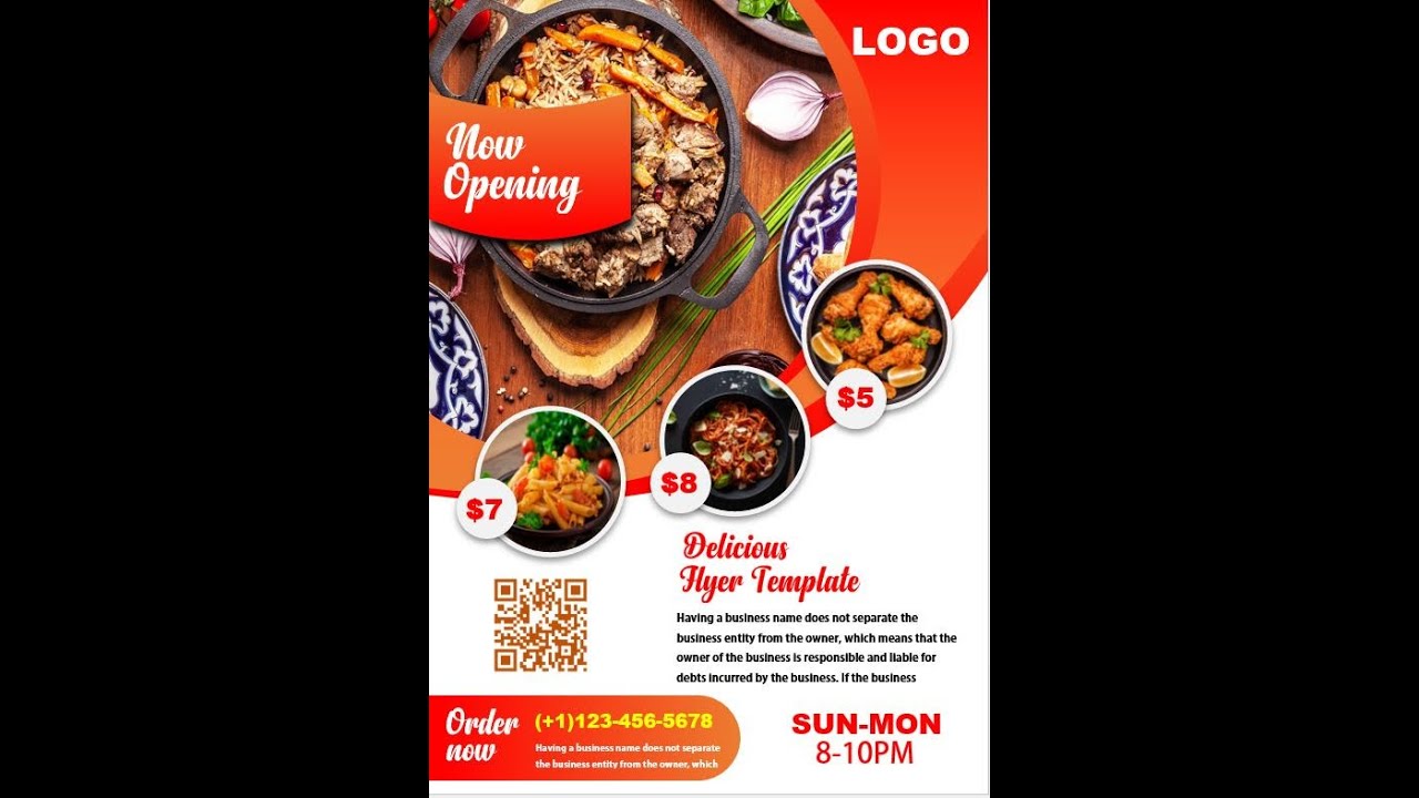 Restaurant Flyer/Brochure Design In MS Word | Download FREE Template| Microsoft Word Tutorial.