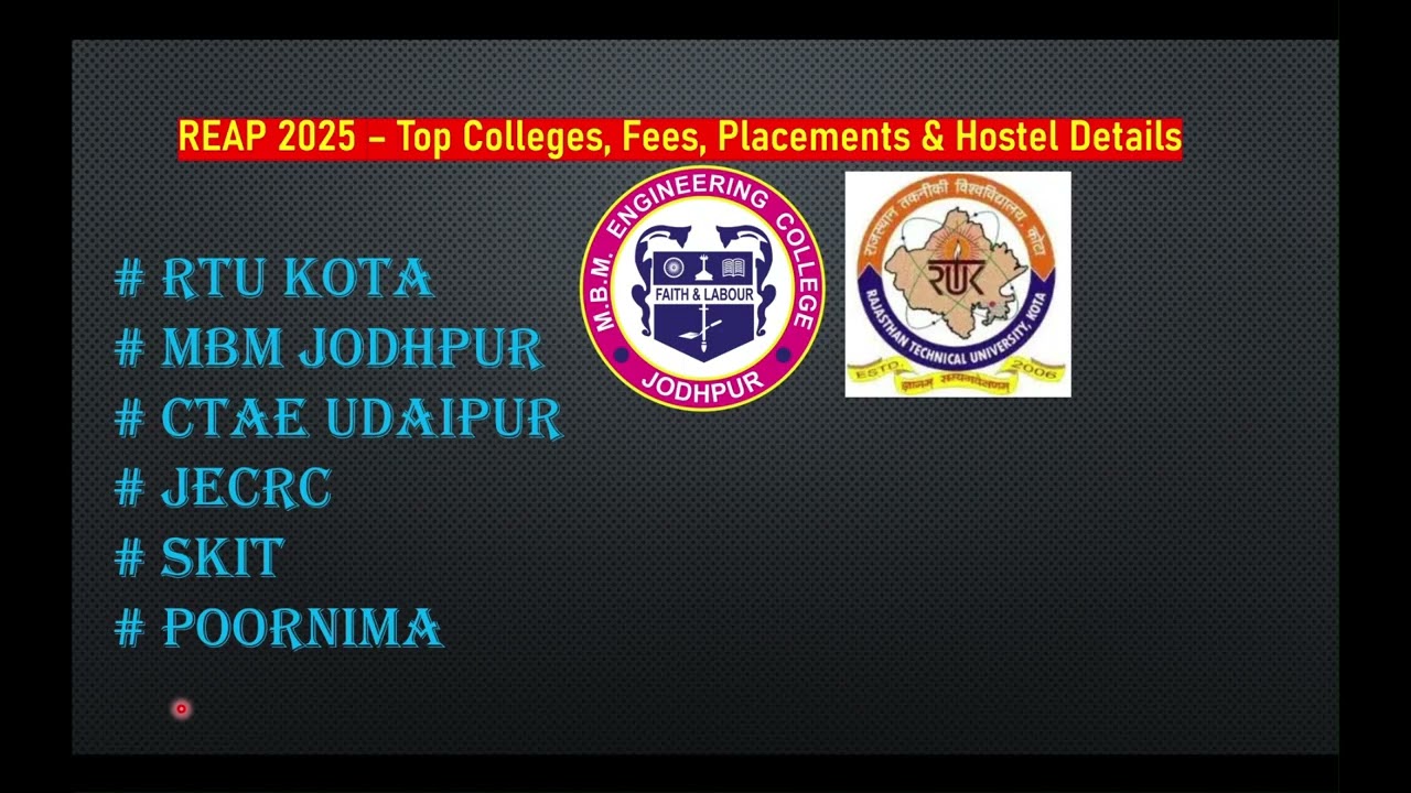 REAP 2025: Complete Guide to Engineering Admissions in Rajasthan | Step-by-Step Process Explained