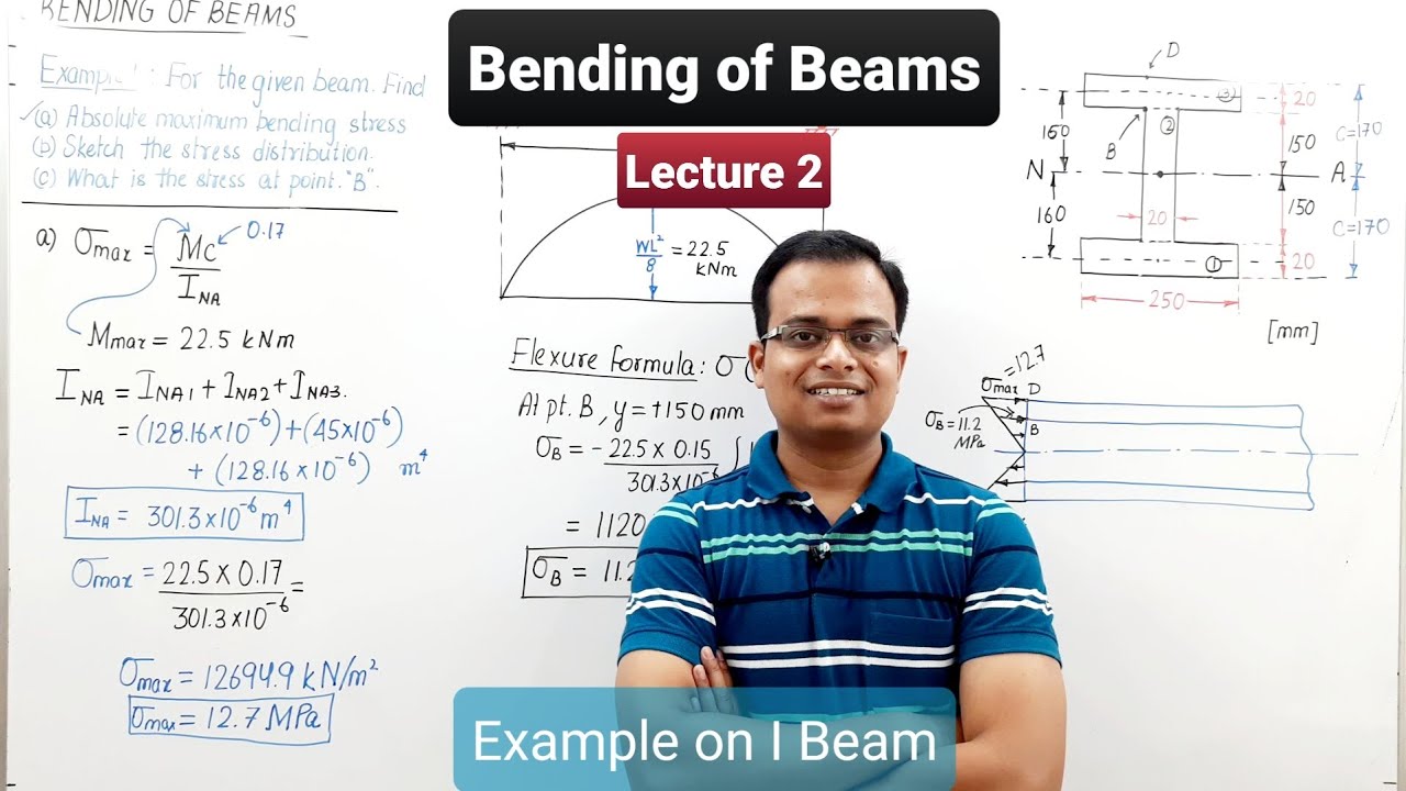 Bending of Beams || Bending Stress in I Beam || Lecture 2