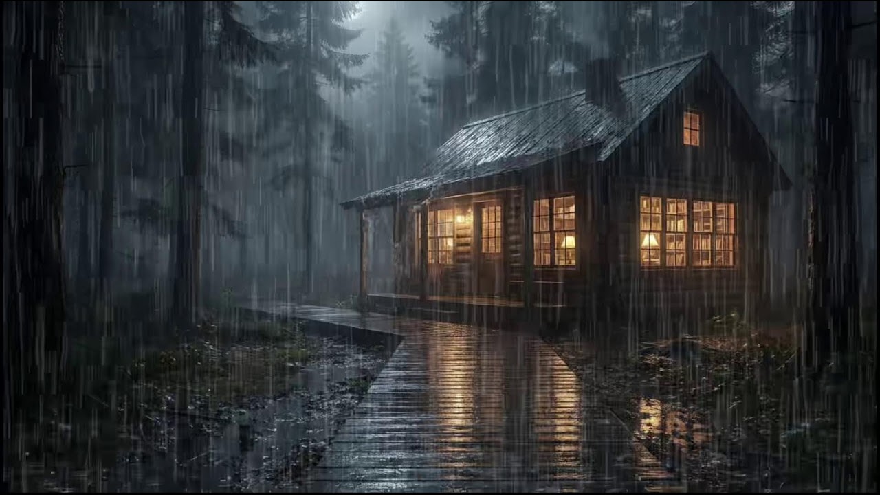 Rainy Forest Cabin at Night 🌧 | Soft Rain Ambience to Ease Insomnia and Drift Into Deep Rain Sleep