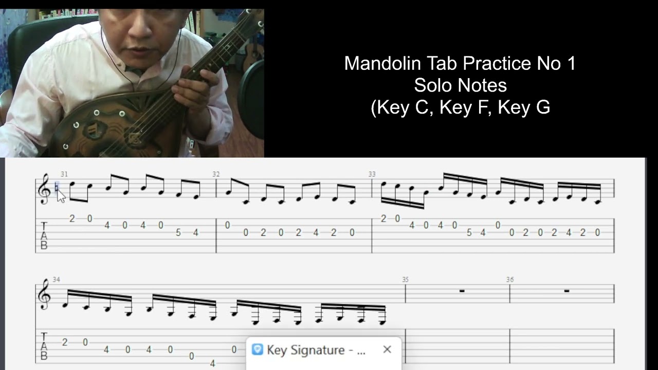 Tab notes ဖြင့် မယ်ဒလင် အခြေခံ လေ့ကျင့်ခန်း (၁) solo notes