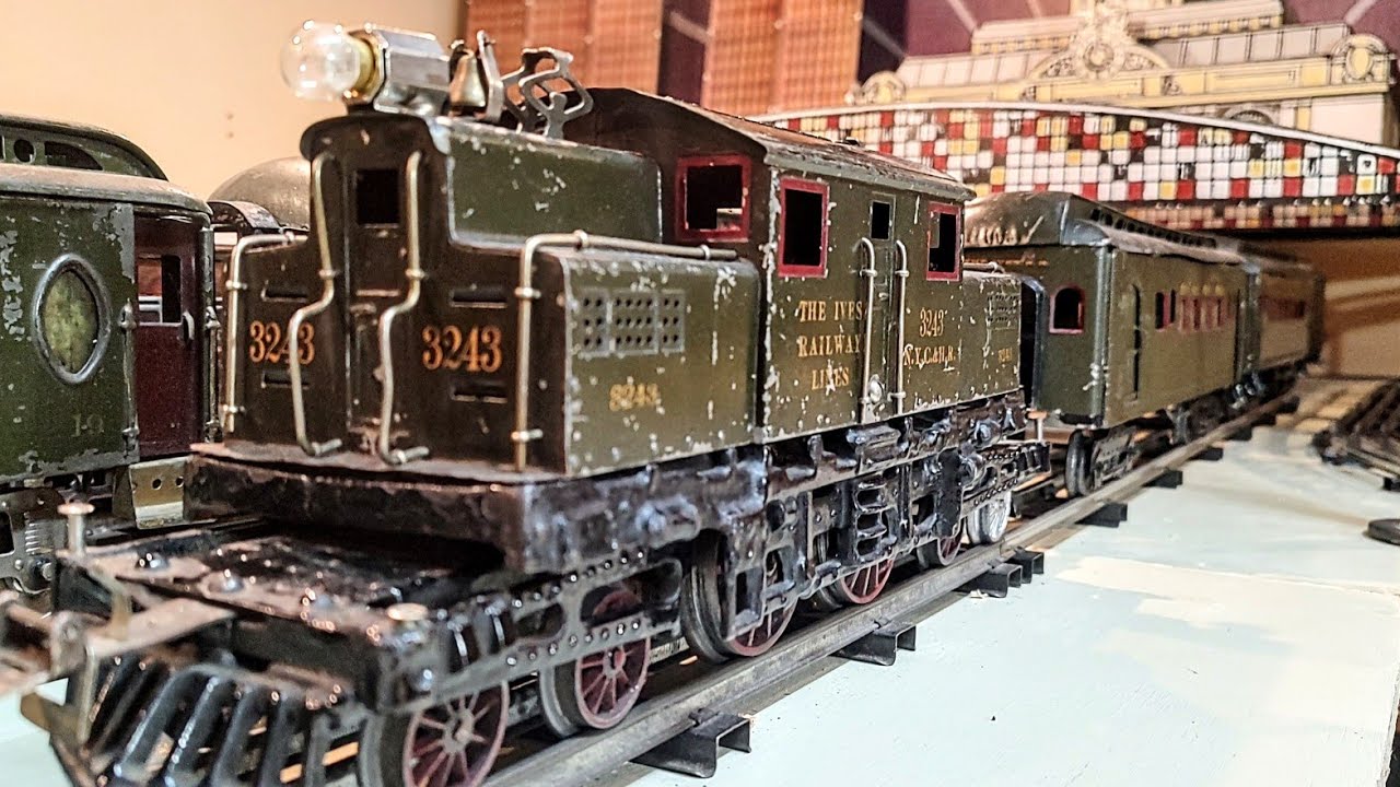 Игрушечный электрический пассажирский поезд Ives № 3243, стандартная колея, 1921 г. @vintage-mode...