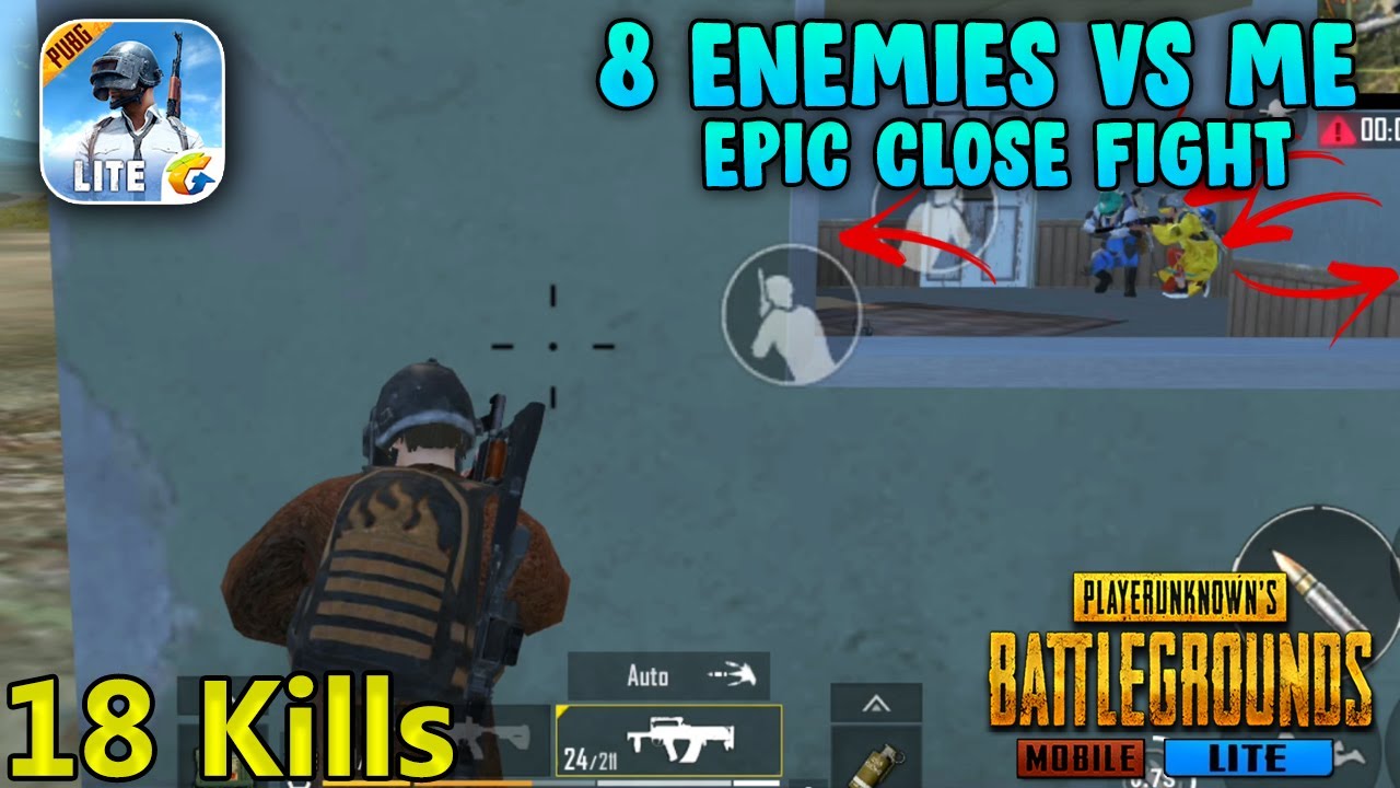 8 Enemies VS Me, Epic Close Fight | PUBG Mobile Lite