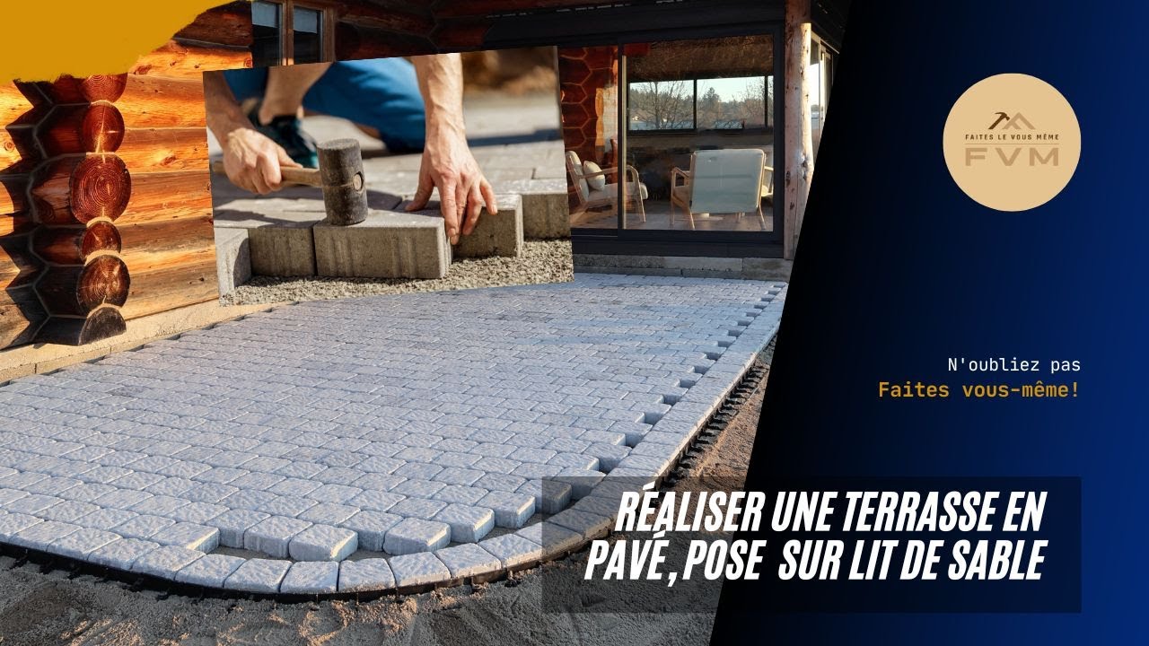 Réalisation d'une terrasse en pavé sur sable 2/ Calcules, coupes d'un arrondi + préparation et sable