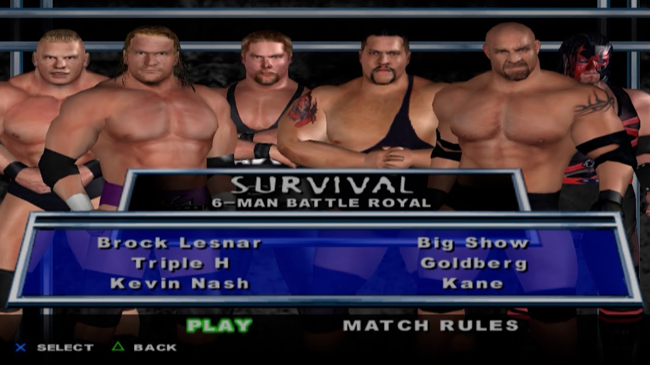 WWE SmackDown! (SURVIVAL) - Brock Lesnar VS Triple H VS Kevin Nash VS Big Show VS Goldberg VS Kane