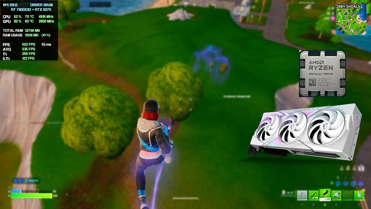 RYZEN 7 7800X3D + RTX 5070 | Fortnite | Ranked Reload Benchmark (1440P Performance Mode)