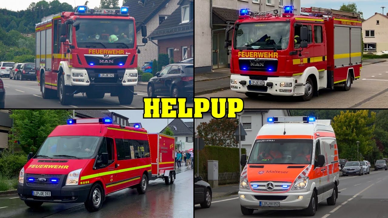 [BRENNT BUS] - Schauübung FEUERWEHR OERLINGHAUSEN Löschzug HELPUP + MALTESER Kreis LIPPE