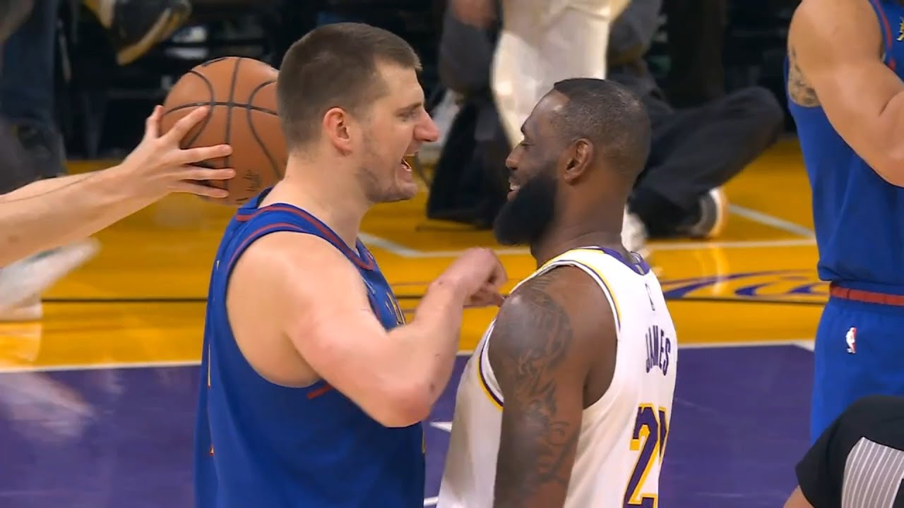 Nikola Jokic tells LeBron James they'll hold him to 8 so he doesn't get 40k points 😂