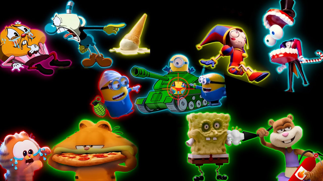 300 Minions, Cuphead, SpongeBob, Garfield.. [Multiverse Compilation] Sound Variations in 595 Seconds