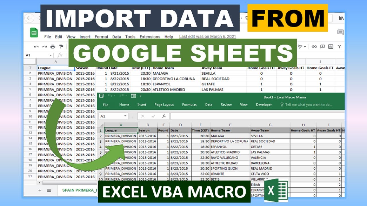 Import Data From Google Sheets via Web Query Excel VBA Macro