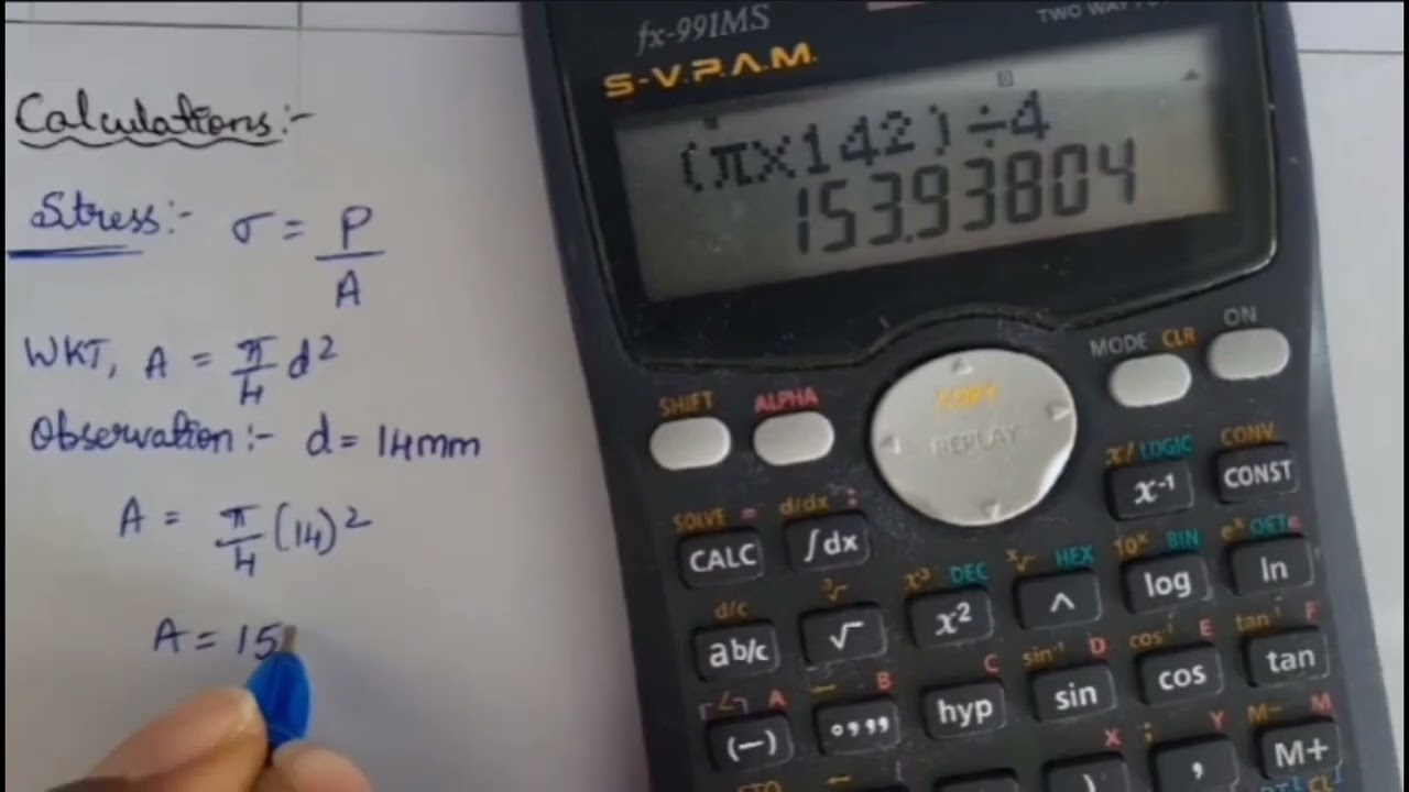 Calculations for Tensile Test done on Mild Steel in a UTM #mechanicalengineering #materialtesting