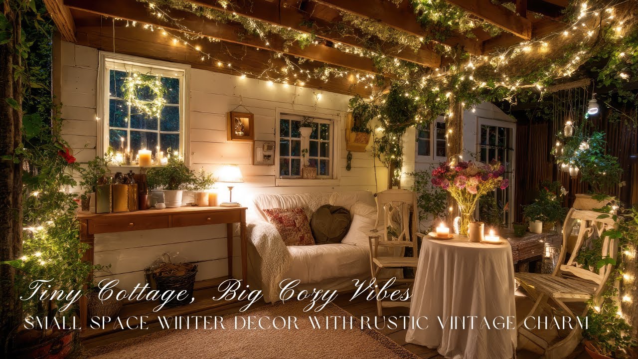 Tiny Cottage, Big Cozy Vibes 🕯️|  Small Space Winter Decor with Rustic Vintage Charm