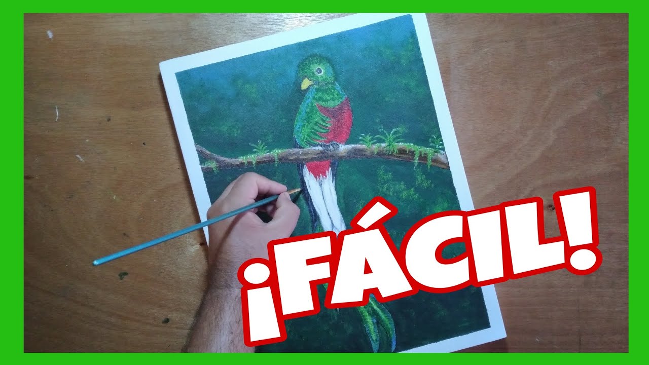 ✅ Cómo PINTAR un QUETZAL con Acrílicos PASO a PASO / Pintura Acrílica #16 / Tutorial Fácil